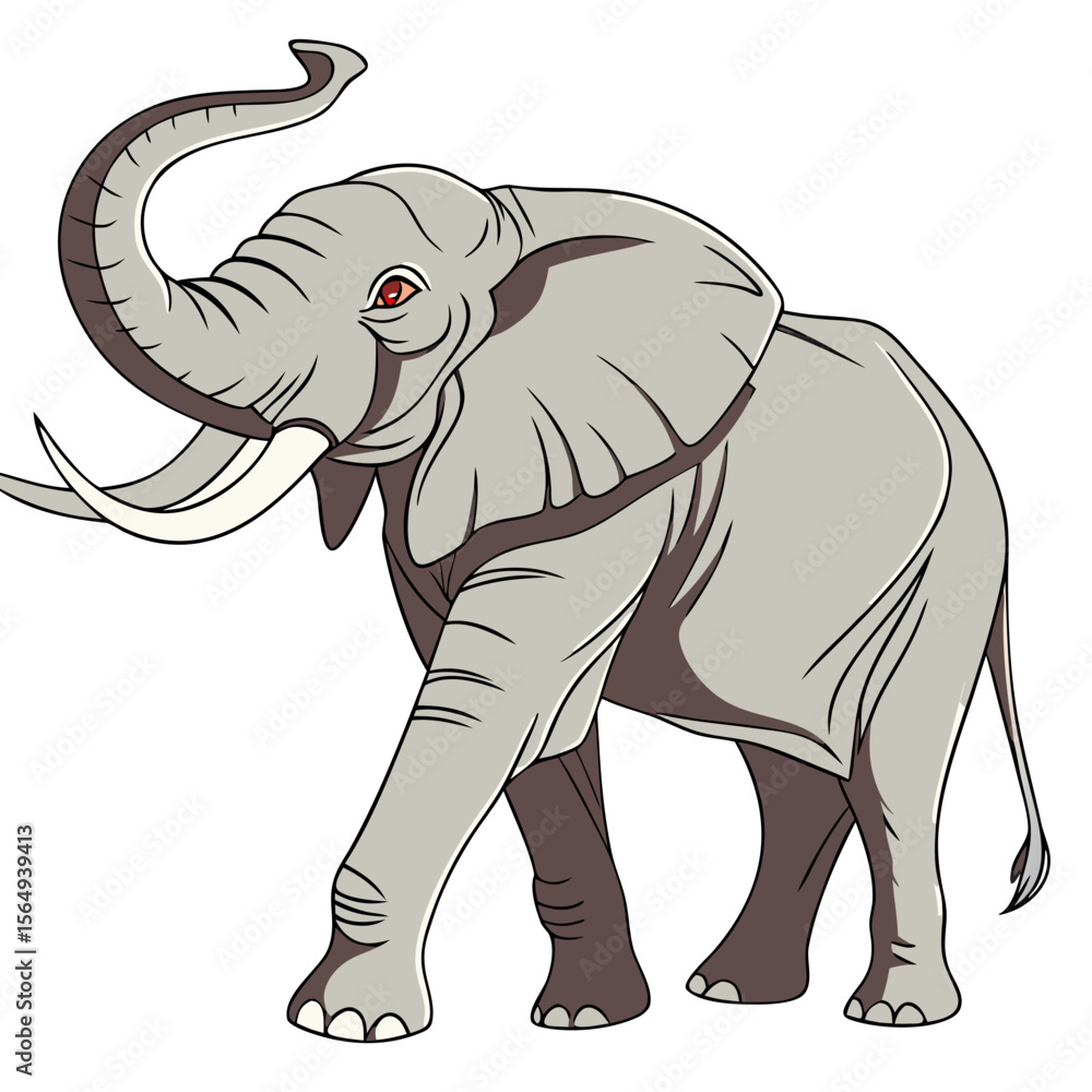 Fototapeta premium Elephant Isolated on White Background Vector Illustration