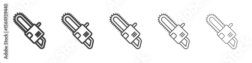 Chainsaw icon Line graphics illustration symbol