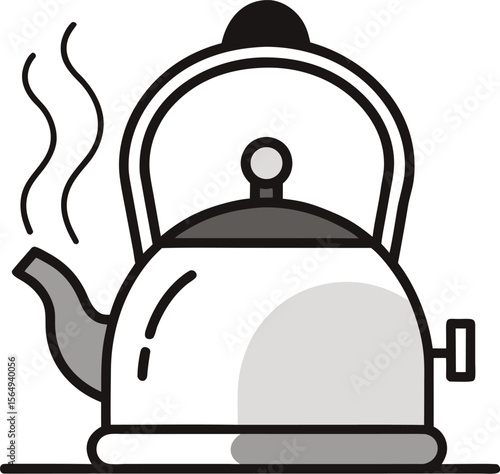 Boiling Kettle with Steam Vector

