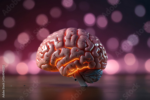 A 3D medical illustration of a human brain with arms and legs crossed, embodying abstract intelligence and wisdom.