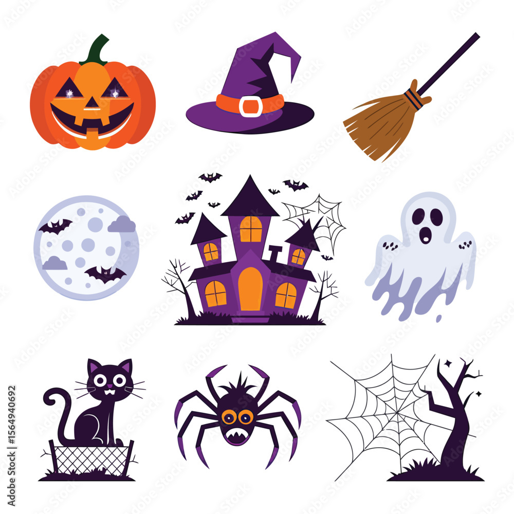 Obraz premium 2d vector illustration Halloween t shirt icon design items ghost character Candles in carved pumpkin 