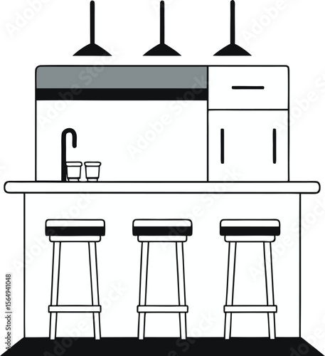 Minimalist Kitchen Design with Pendant Lights


