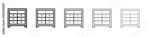 Chest of drawers icon Line graphics illustration symbol