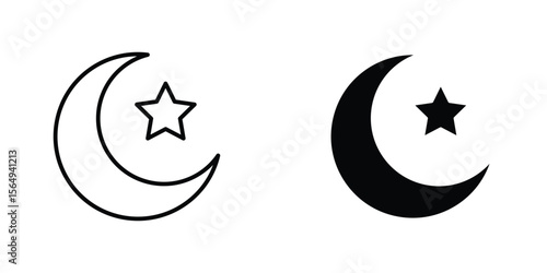Moon and star icon design collection. Vector sign and symbol for UI designs