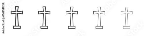 Christian Cross icon Line graphics illustration symbol