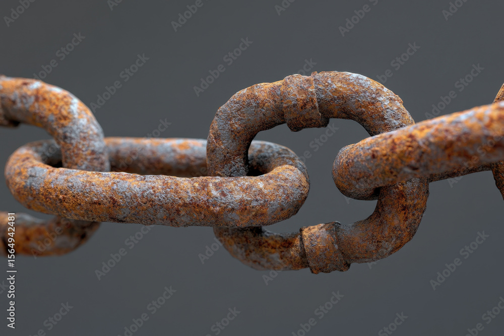 Heavy rust covers the strong metal links of an old chain, creating a detailed and weathered texture against a simple dark backdrop. Heavy rust covers the strong metal links of an old chain, creating a detailed and weathered texture against a simple dark backdrop.