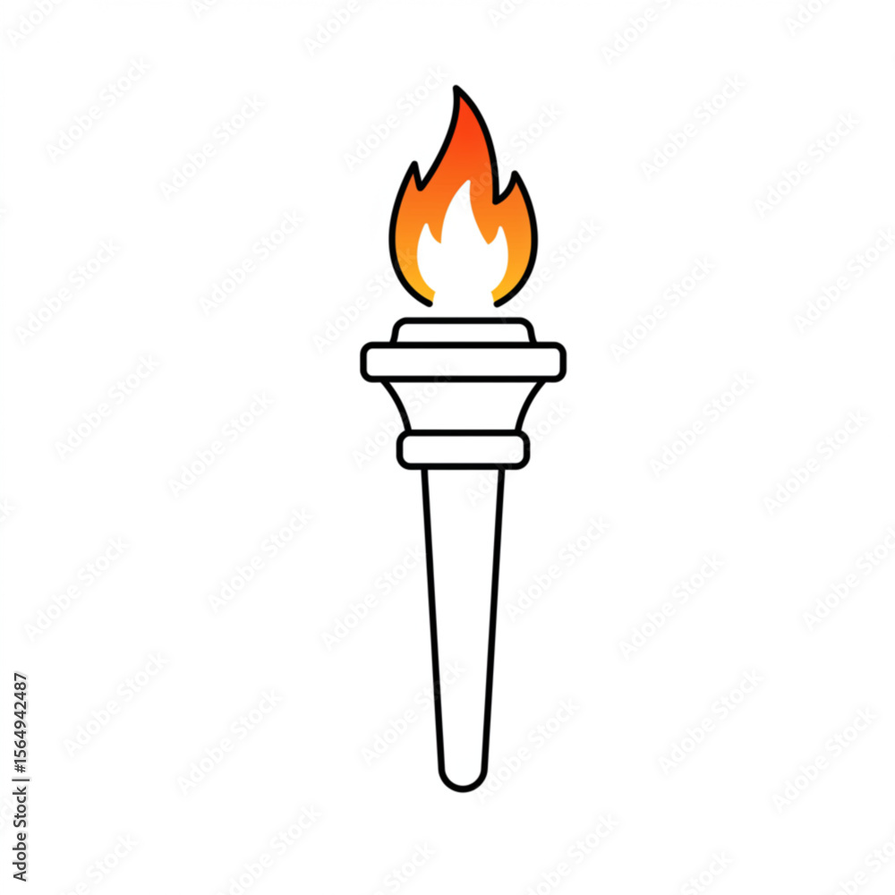 A simplistic outline graphic of a burning torch or flame, great for iconography and use in digital and printed mediums. A simplistic outline graphic of a burning torch or flame, great for iconography and use in digital and printed mediums.