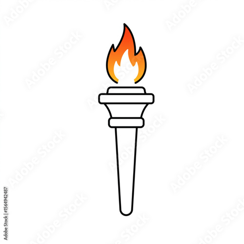 A simplistic outline graphic of a burning torch or flame, great for iconography and use in digital and printed mediums.