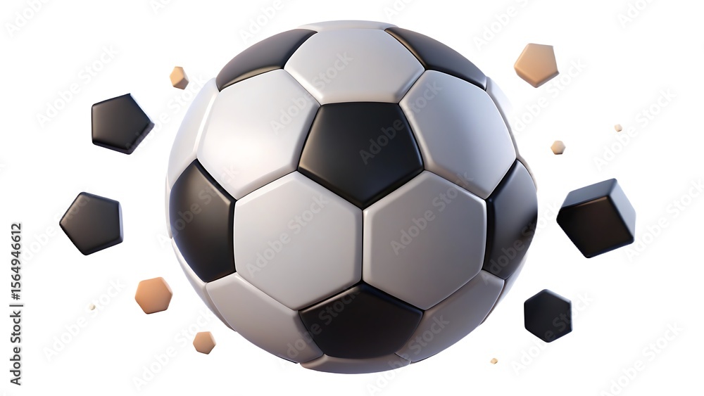 Obraz premium Black and white soccer ball with geometric shapes football sport