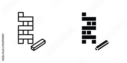 Wooden block icon design collection. Vector sign and symbol for UI designs