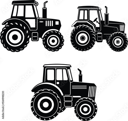 A set of tractor silhouettes