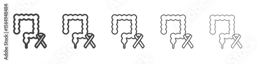 colorectral cancer icon Line graphics illustration symbol