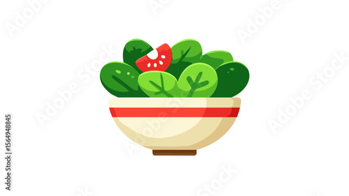 Fresh salad recipe healthy food bowl vector illustration diet vegetarian nutrition delicious greens