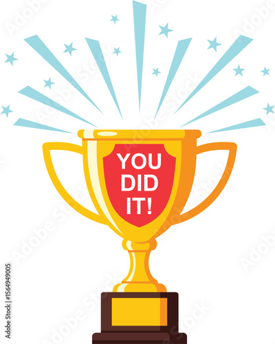 You Did It Trophy Cup Vector for Motivation and Rewards