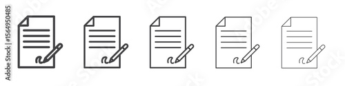 Contract signing icon Line graphics illustration symbol