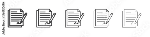 Contract signing icon Line graphics illustration symbol