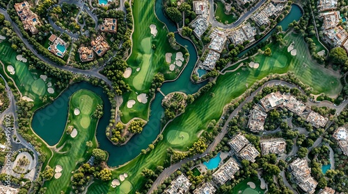Lush golf course meanders through residential community