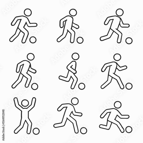 Futsal Player Action Icons Set