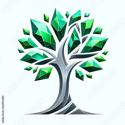 Steel and Emerald Tree Icon