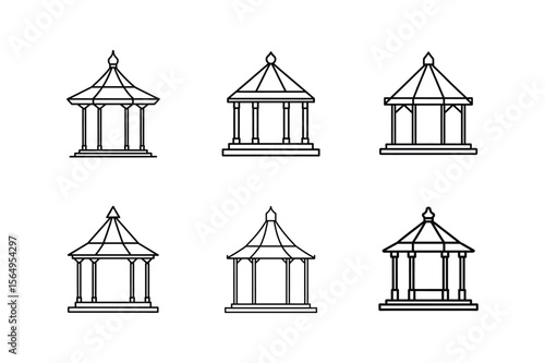 gazebo blueprint icon line art vector illustration
