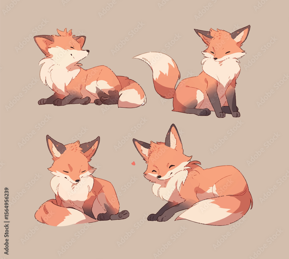 Fototapeta premium set of funny cartoon fox