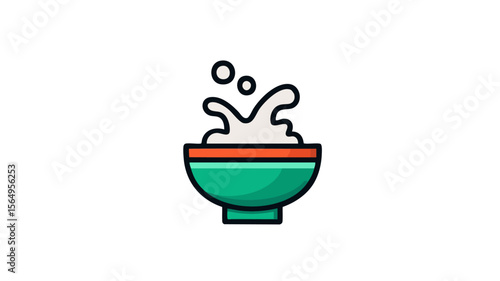 Bowl of cereal breakfast food illustration vector graphic design for kids menu and recipe book icon art