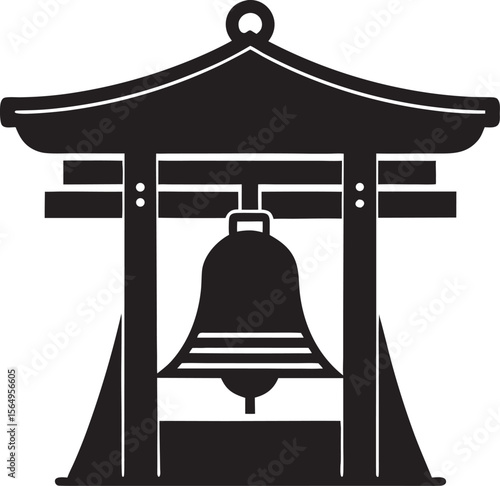 Japanese temple bell icon traditional cultural