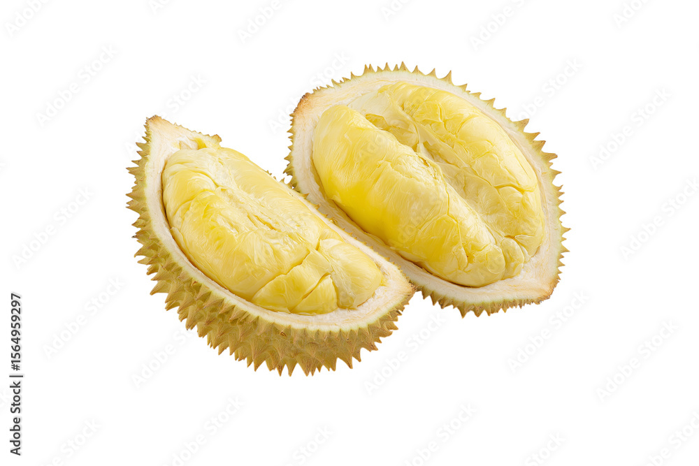 Fototapeta premium delicious durian fruit cut open isolated on white background