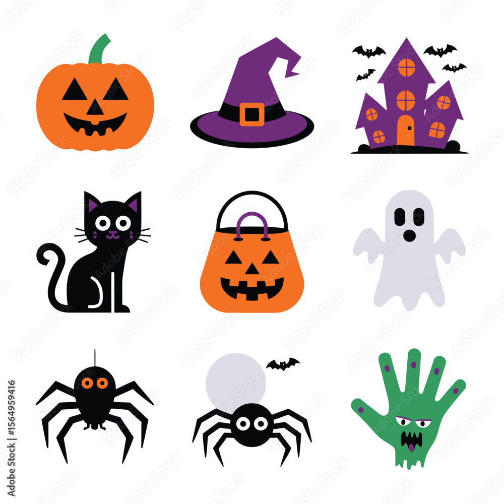 Fototapeta premium 2d vector illustration Halloween t shirt icon design items ghost character Candles in carved pumpkin 
