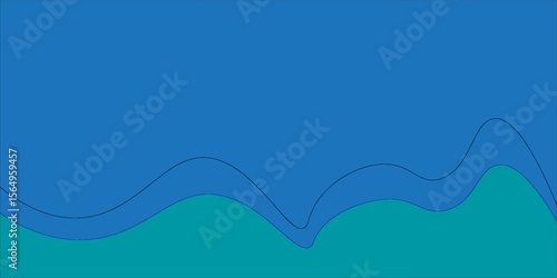 Abstract ocean wave background with layered blue and teal curves, modern minimalist fluid design for web banners, posters, or presentations.