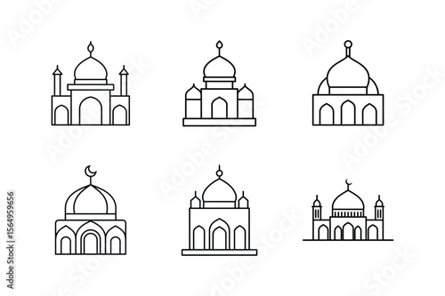 mosque draft icon line art vector illustration