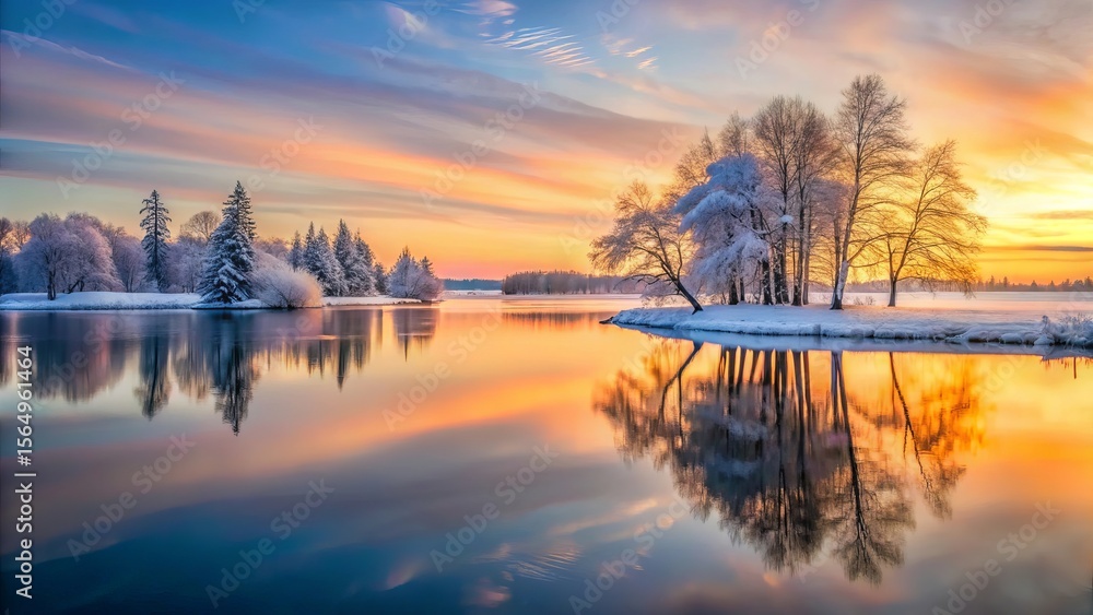 Fototapeta premium sunrise over lake