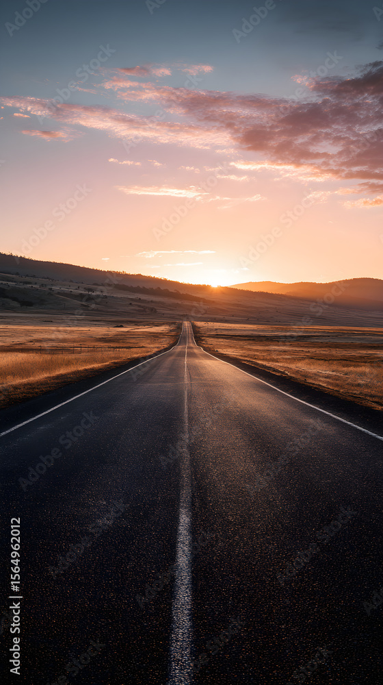 Naklejka premium Infinite Horizon: The Endless Road Leading to Possibilities and Beyond, a Pathway Into the Unknown and Limitless