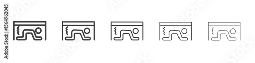 Earthquake safety place icon Line graphics illustration symbol
