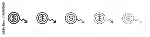 Economic Loss icon Line graphics illustration symbol