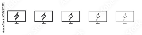 Electric Computer icon Line graphics illustration symbol