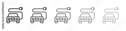 Electric Car Charging icon Line graphics illustration symbol
