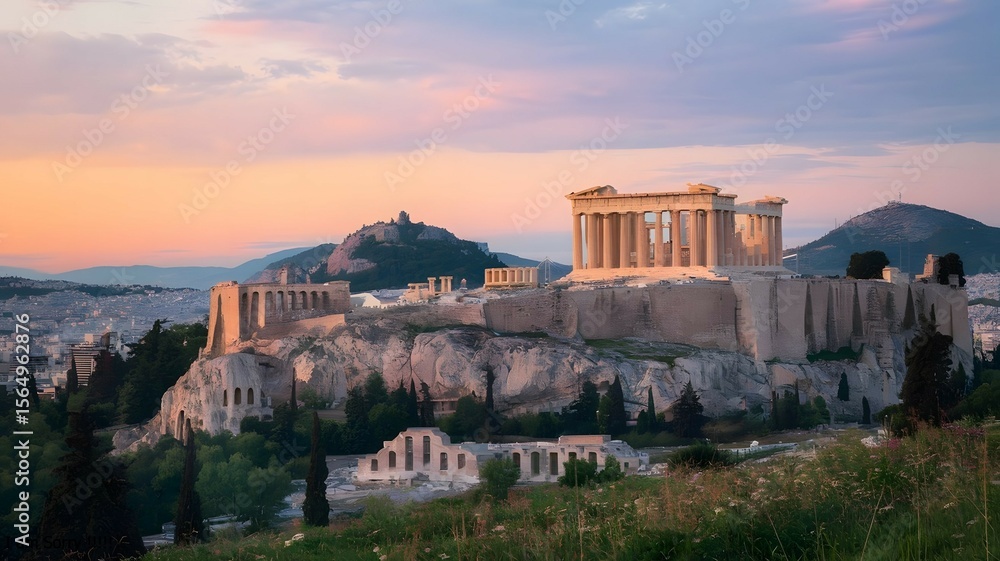 Fototapeta premium Acropolis of Athens at Sunset