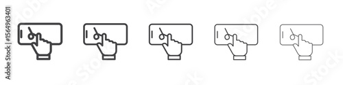 Finger confirms signature icon Line graphics illustration symbol