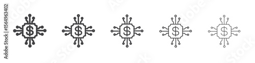 fintech industry icon Line graphics illustration symbol