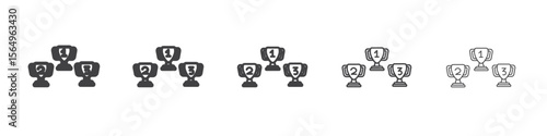 First second Third prize trophy cup icon Line graphics illustration symbol