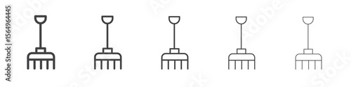Garden fork icon Line graphics illustration symbol