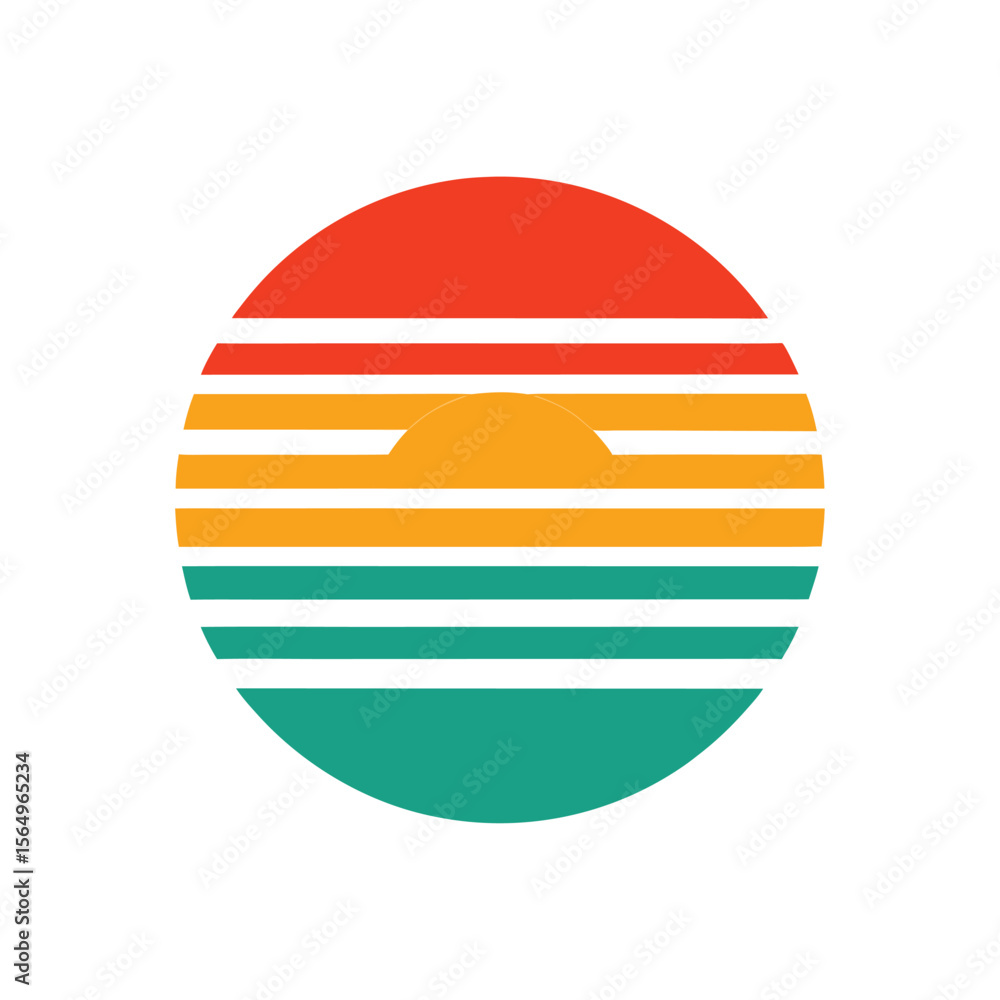Fototapeta premium Retro Vintage Sunset on Contrast Sea Stripe Scene