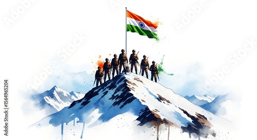 26th July – Kargil Vijay Diwas: Inspiring Cinematic Digital Art of Soldiers’ Silhouettes, Indian Flag Waving Proudly Over Snowy Peaks