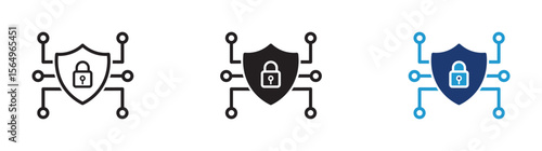 Zero Trust Architecture Icon set, Shield with Network Security and Access Control icon , vector illustration . 