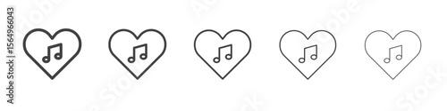 Heard heart note icon Line graphics illustration symbol