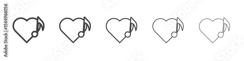 Heard heart note icon Line graphics illustration symbol