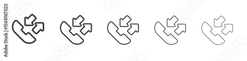 incoming outgoing calls icon Line graphics illustration symbol