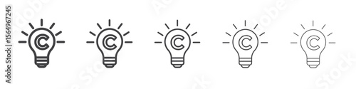 Intellectual property and copyright icon Line graphics illustration symbol