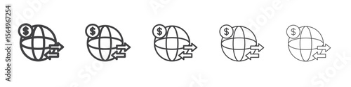 International money transfer icon Line graphics illustration symbol